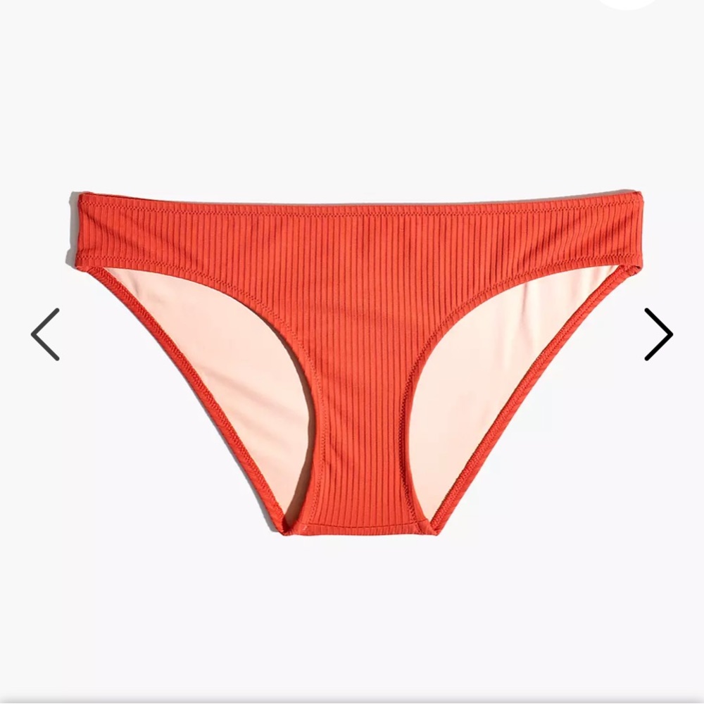Madewell Second Wave Ribbed Classic Bikini Bottom in Fresh Chili - NWT!